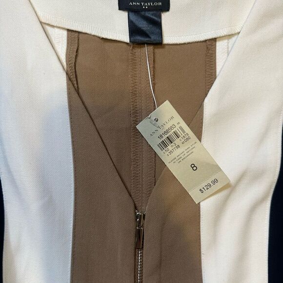 Ann Taylor Colorblock Zipper Front Fit & Flare Style Career Dress Size 8 NWT - Picture 12 of 12